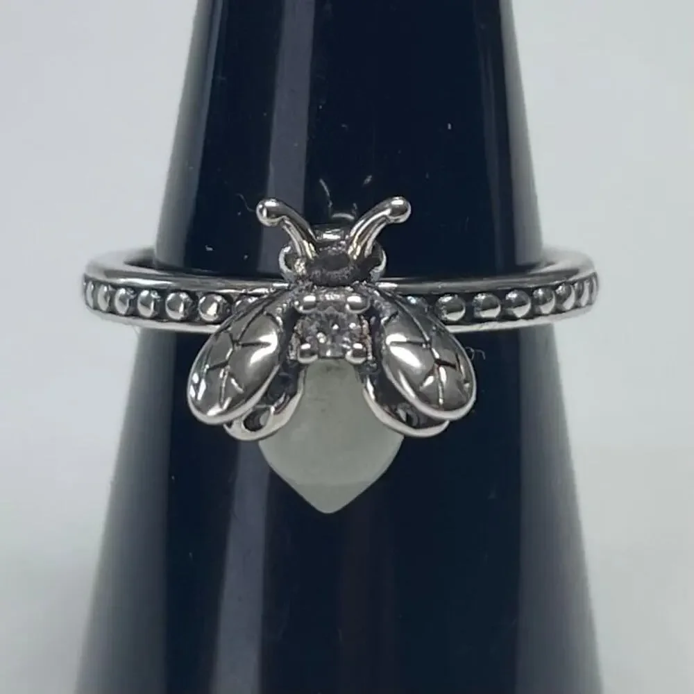 Glow In The Dark You Light Up My Life Stainless Steel Firefly Ring ~ Size 7